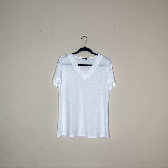 SAMPEEL Women’s Eyelet Crossed V Neck T Shirts Loose Casual Short Sleeve Size M - Picture 4 of 9